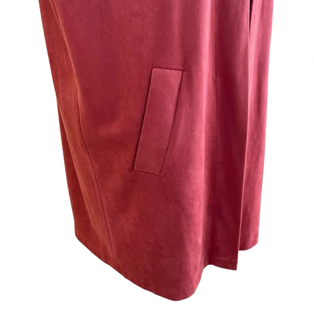 Soft Surroundings Terra Cotta Orange Faux Suede Like Long Vest M